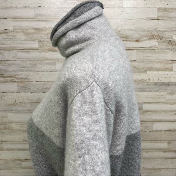 Magaschoni Cashmere Sweater Mock Neck Womens Size M Black Gray Colorblock - Picture 6 of 11